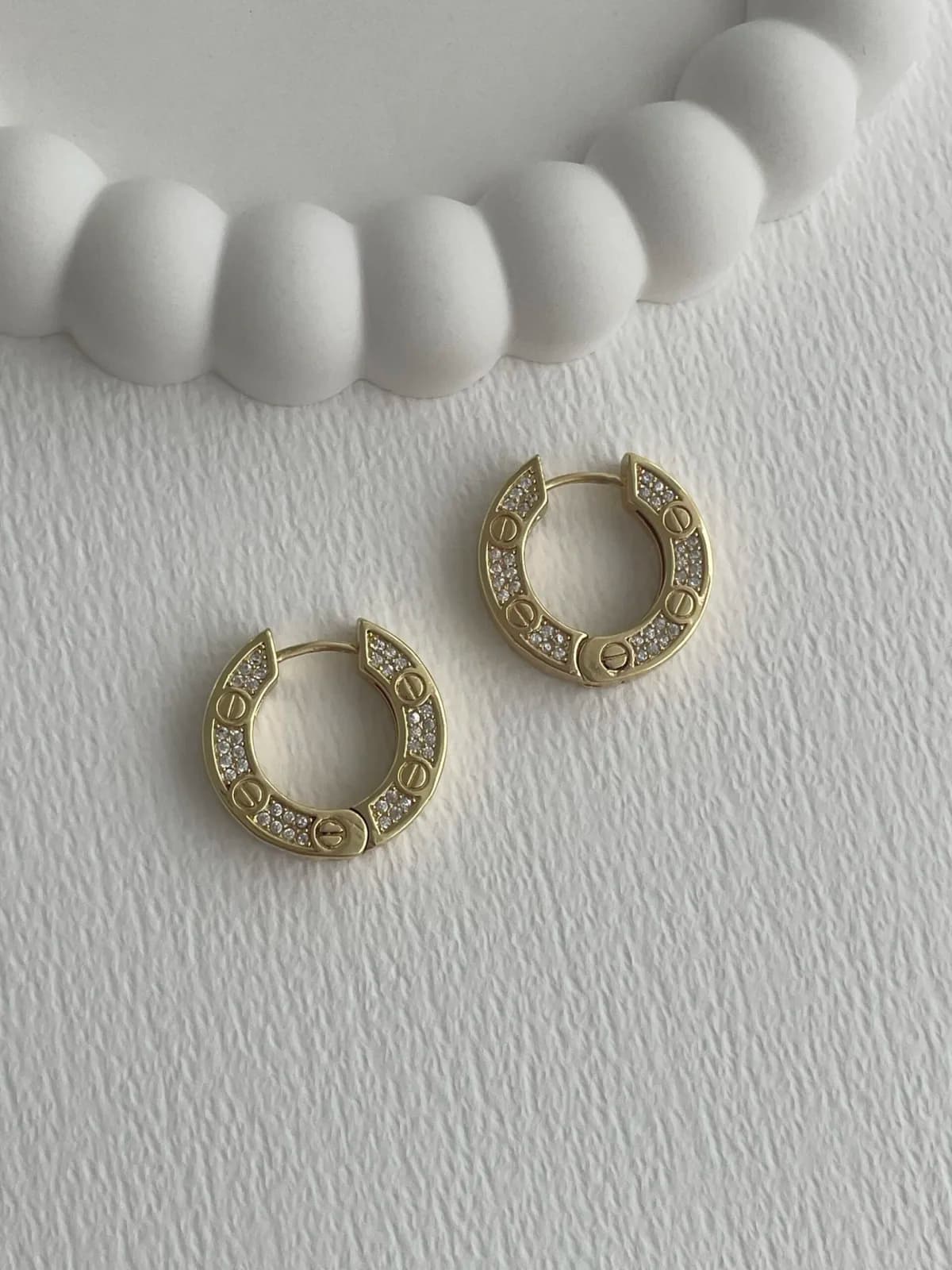 Özel Seri Zirkon Taşlı Marka Model Gold Küpe