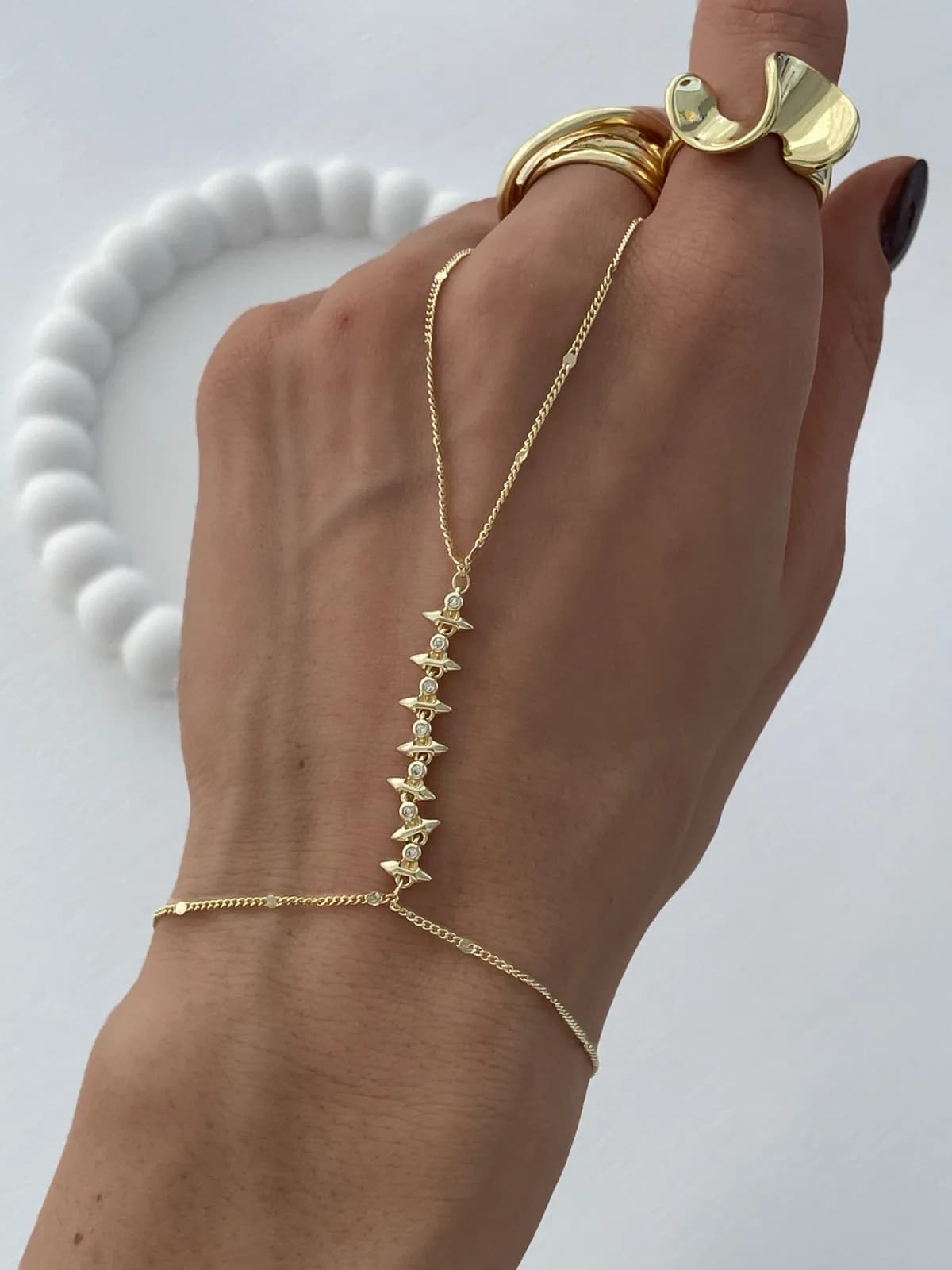 Özel Seri Zirkon Taşlı Çivi Tasarım Gold Şahmeran
