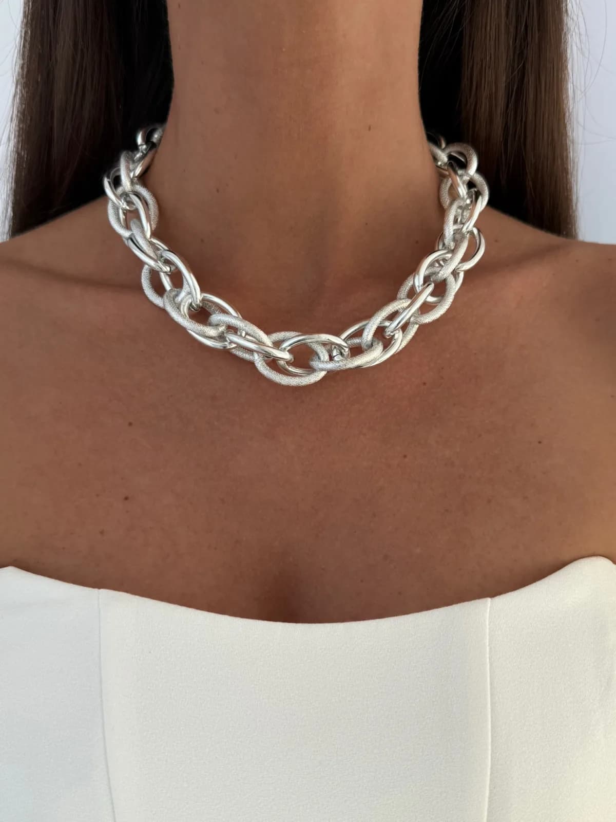 Özel Seri Kalın Halat Tasarım Gümüş Marka Model Kolye