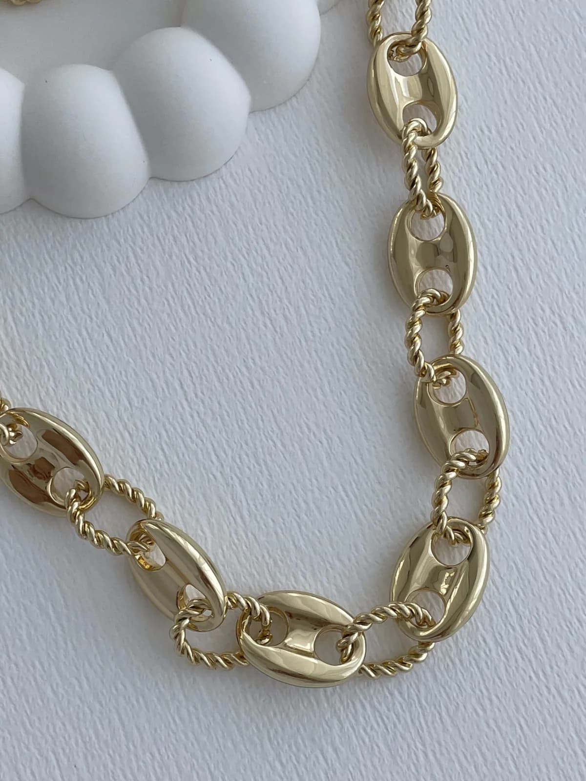 Özel Seri Büyük Düğme Tasarım Oval Zincir Tasarım Gold Kolye