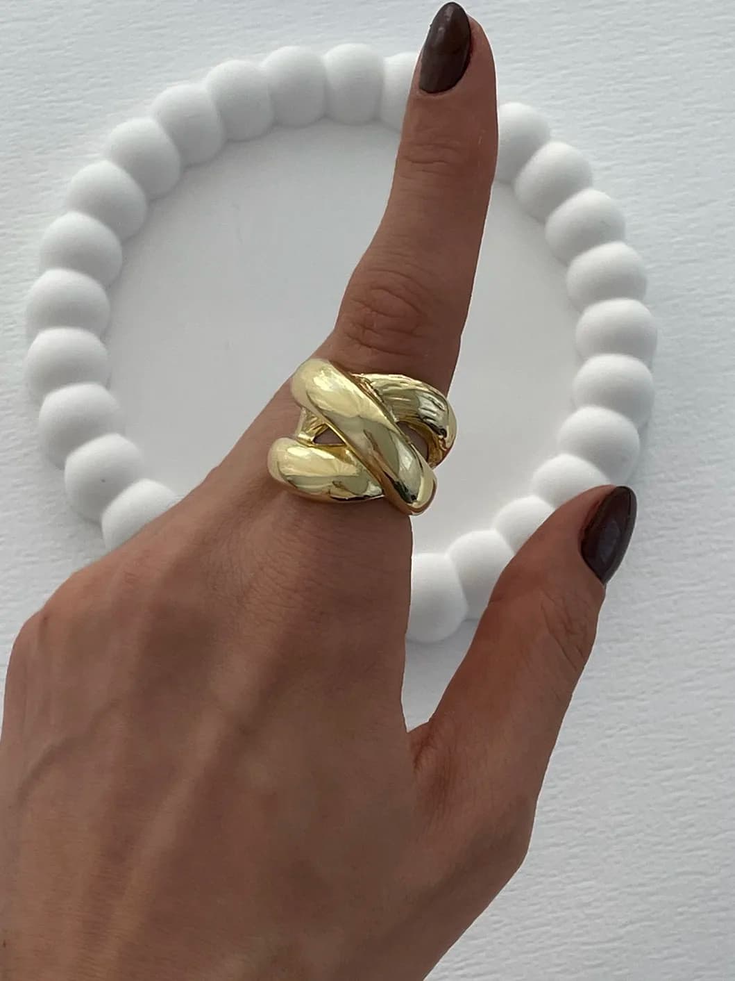 Özel Seri X Tasarım Sarmal Gold Yüzük