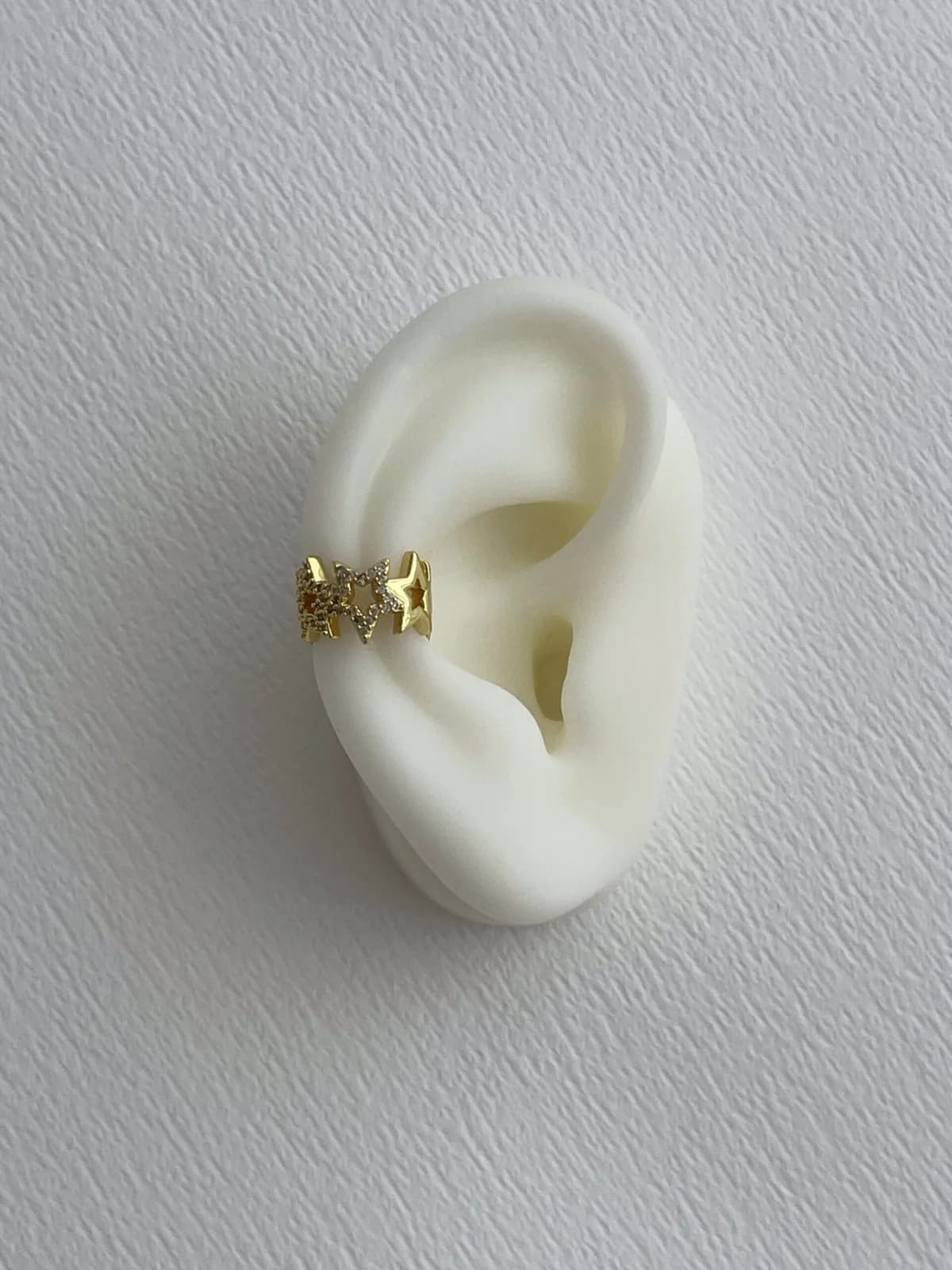 Özel Seri Zirkon Taşlı Yıldız Tasarım Gold Earcuff Küpe