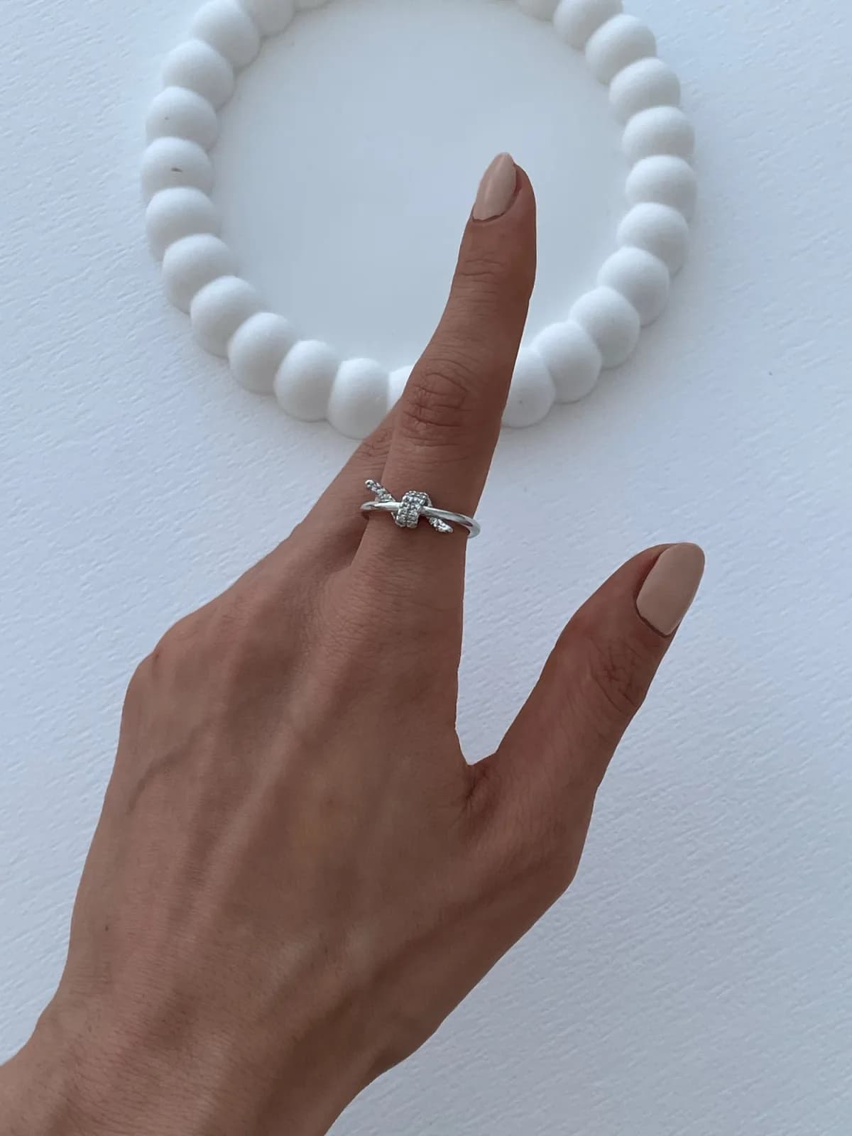 Özel Seri Zirkon Taşlı Düğüm Tasarım Ayarlanabilir Gümüş Yüzük